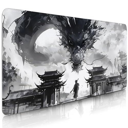 Vorruil Dragon Gaming Mouse Pad Anime Large, Dragon Manga Mousepad with Non-Slip Base and Stitched Edges, Extended Computer Keyboard Desk Mats, Mat for Desktop for Home Office 11.8”x 31.4”XL - Image 1