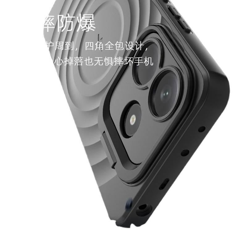 غطاء MagSafe بTPU + PC لـ Redmi Note 14 باللون أحمر مغناطيسي بوظيفة حامل من مادة TPU مع مقاوم للصدمات وحماية من السقوط مع مقاوم للصدمات مع مغناطيس قوي مع حامل مخفي للطاولة - Image 3