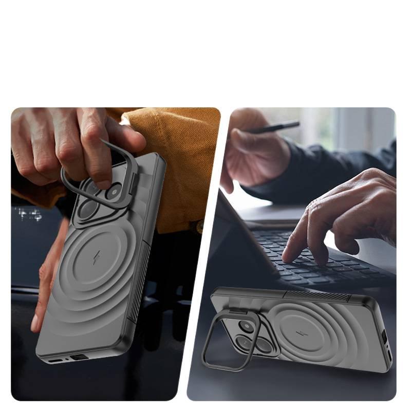 غطاء MagSafe بTPU + PC لـ Redmi Note 14 باللون أحمر مغناطيسي بوظيفة حامل من مادة TPU مع مقاوم للصدمات وحماية من السقوط مع مقاوم للصدمات مع مغناطيس قوي مع حامل مخفي للطاولة - Image 5