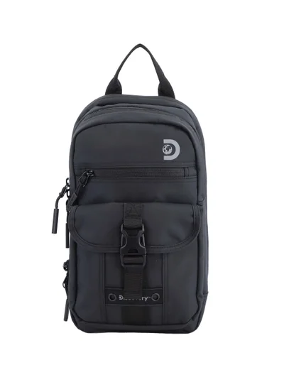 Discovery Discovery SHIELD RPET Polyester Sling Cross Bag Black, Durable Lightweight Tablet Protective Outdoor Business College Casual Cross Body Bag With Multi Compartment, RFID Pocket