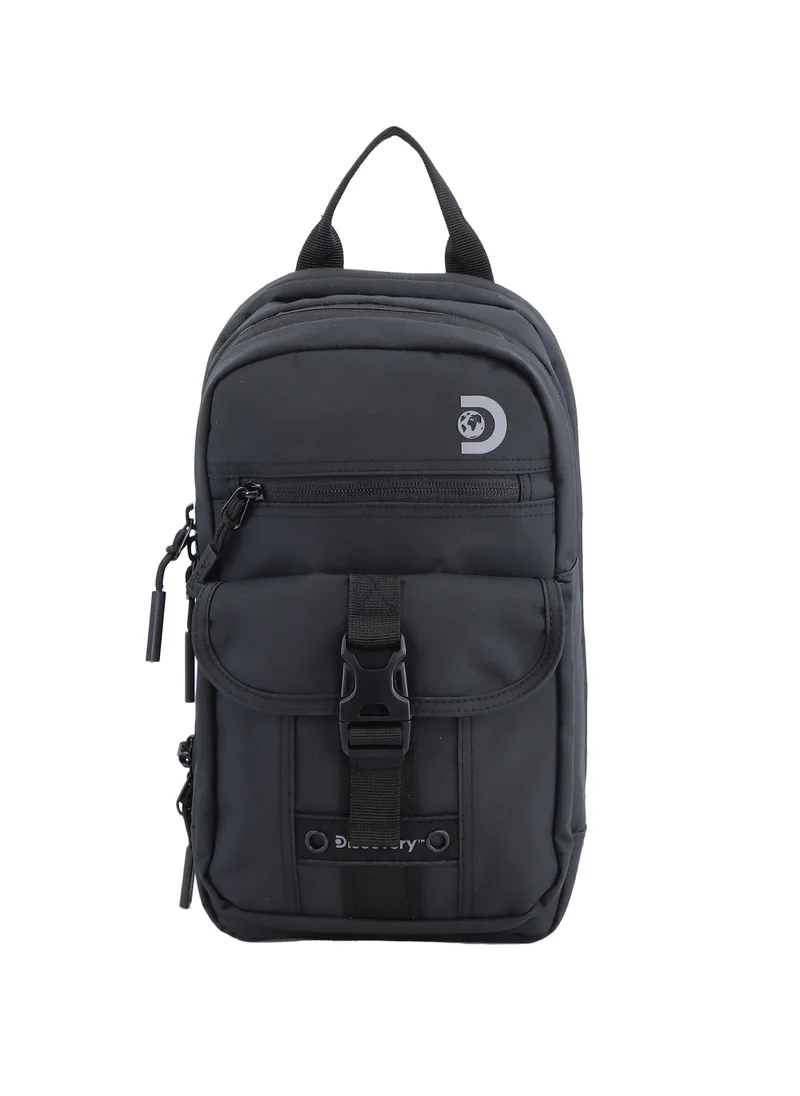 Discovery Discovery SHIELD RPET Polyester Sling Cross Bag Black, Durable Lightweight Tablet Protective Outdoor Business College Casual Cross Body Bag With Multi Compartment, RFID Pocket