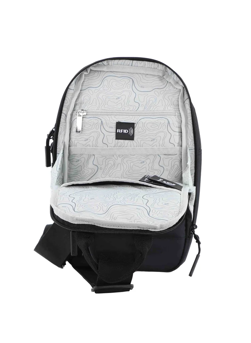 Discovery Discovery SHIELD RPET Polyester Sling Cross Bag Black, Durable Lightweight Tablet Protective Outdoor Business College Casual Cross Body Bag With Multi Compartment, RFID Pocket