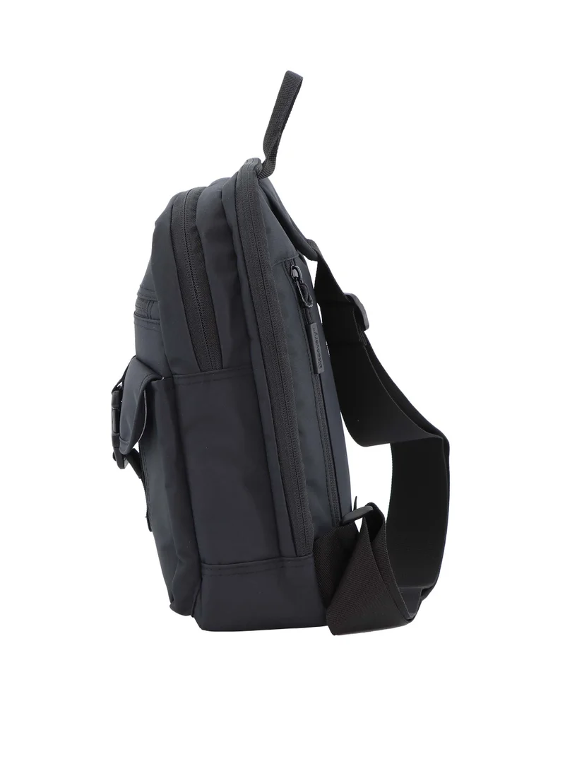 Discovery Discovery SHIELD RPET Polyester Sling Cross Bag Black, Durable Lightweight Tablet Protective Outdoor Business College Casual Cross Body Bag With Multi Compartment, RFID Pocket
