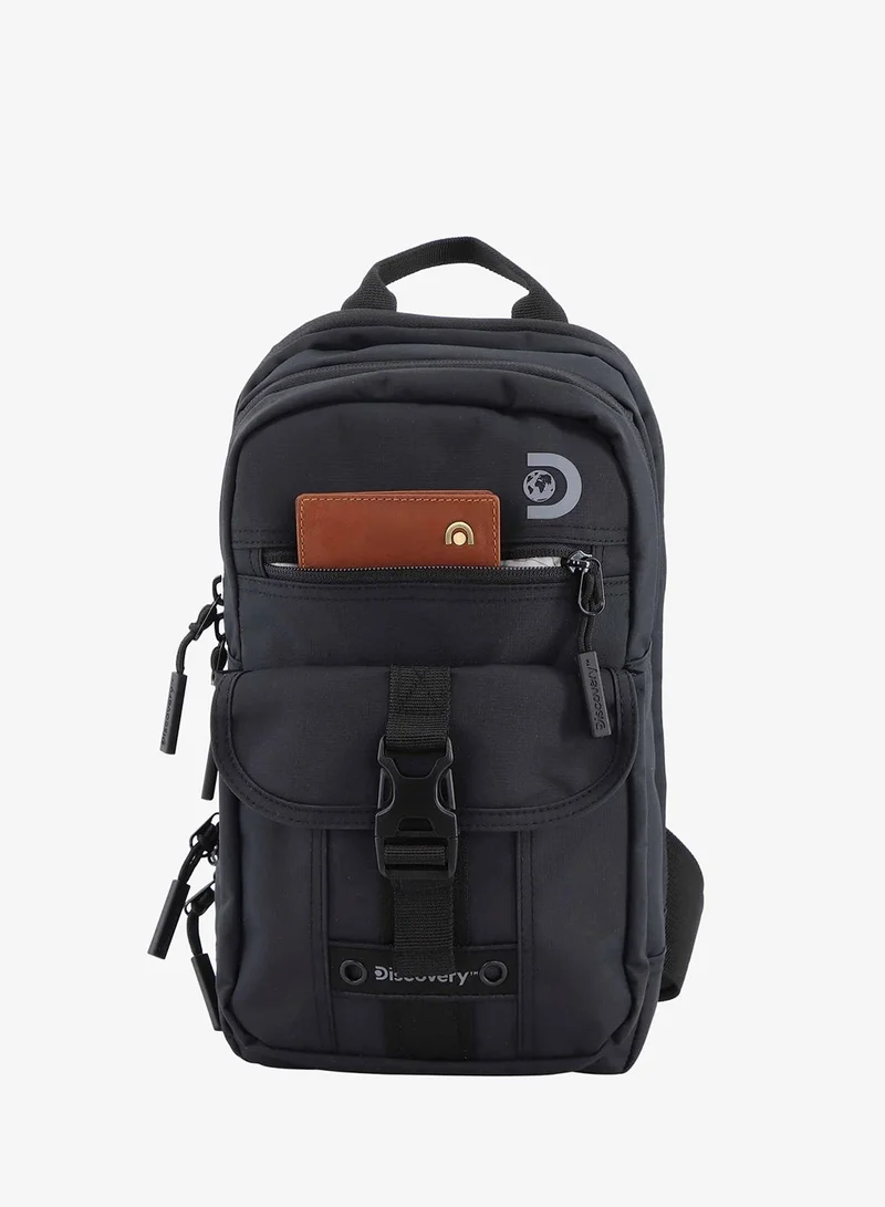 Discovery Black Discovery SHIELD RPET Polyester Sling Cross Bag Black, Durable Lightweight Tablet Protective Outdoor Business College Casual Cross Body Bag With Multi Compartment, RFID Pocket  | Best Price UAE