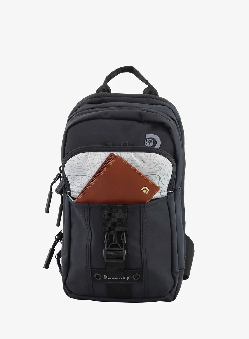 Discovery Black Discovery SHIELD RPET Polyester Sling Cross Bag Black, Durable Lightweight Tablet Protective Outdoor Business College Casual Cross Body Bag With Multi Compartment, RFID Pocket  | Best Price UAE