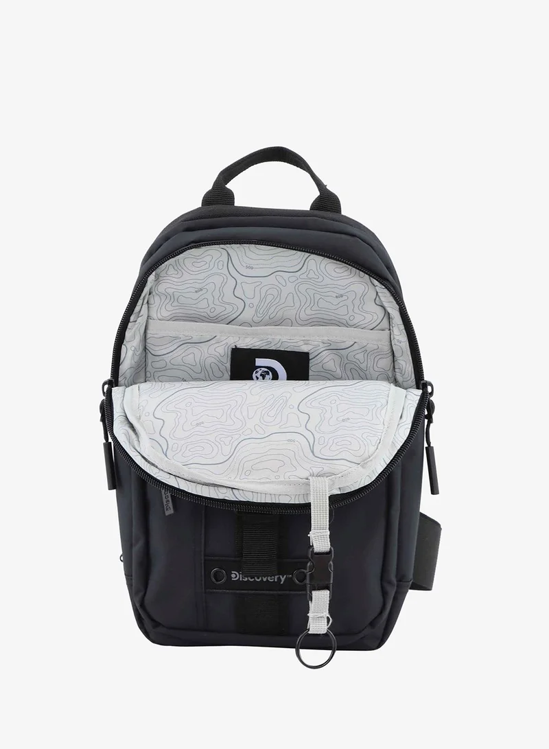 Discovery Black Discovery SHIELD RPET Polyester Sling Cross Bag Black, Durable Lightweight Tablet Protective Outdoor Business College Casual Cross Body Bag With Multi Compartment, RFID Pocket  | Best Price UAE