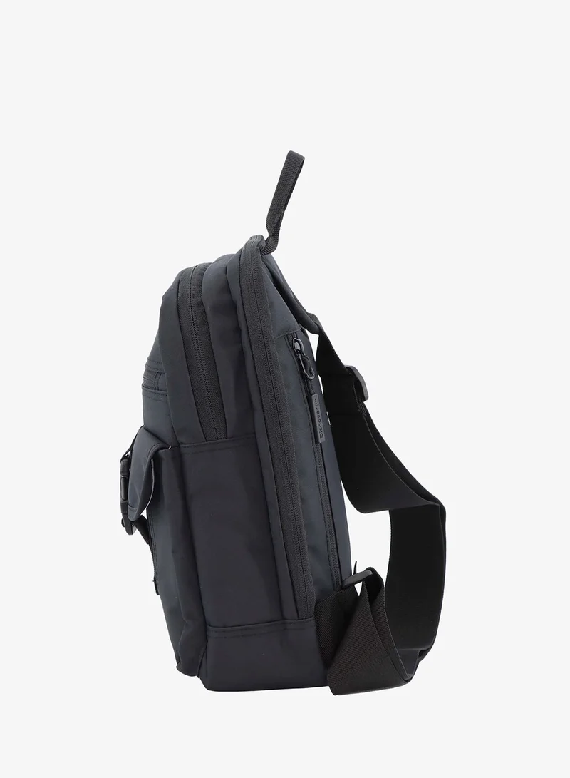 Discovery Black Discovery SHIELD RPET Polyester Sling Cross Bag Black, Durable Lightweight Tablet Protective Outdoor Business College Casual Cross Body Bag With Multi Compartment, RFID Pocket  | Best Price UAE