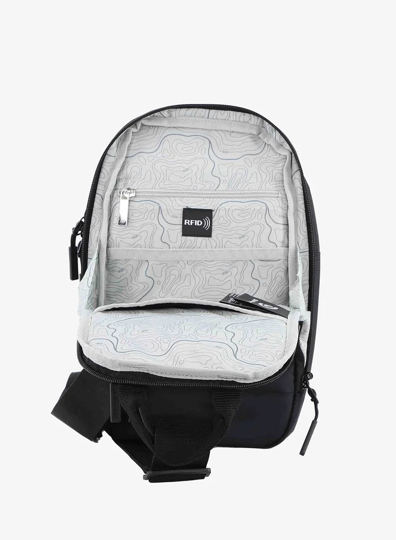 Discovery Black Discovery SHIELD RPET Polyester Sling Cross Bag Black, Durable Lightweight Tablet Protective Outdoor Business College Casual Cross Body Bag With Multi Compartment, RFID Pocket  | Best Price UAE