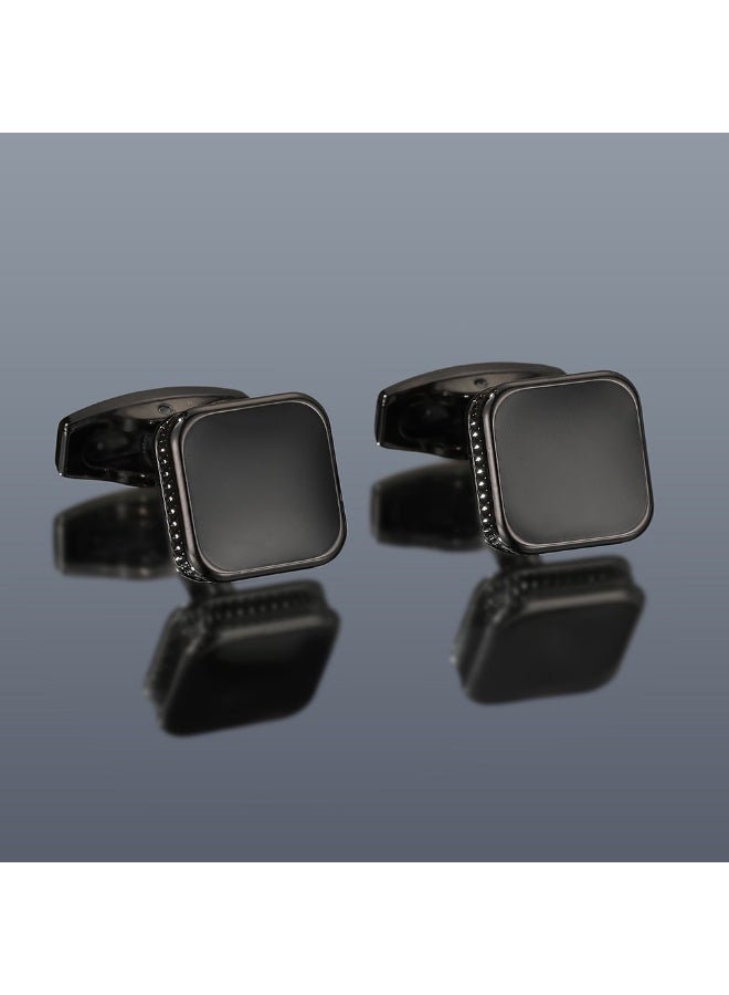 MAGNISHAN Men’s Cufflinks Stylish Square Enamel Simple Black Shirt Accessories 1 Pair Alloy Individually Packed - Image 4