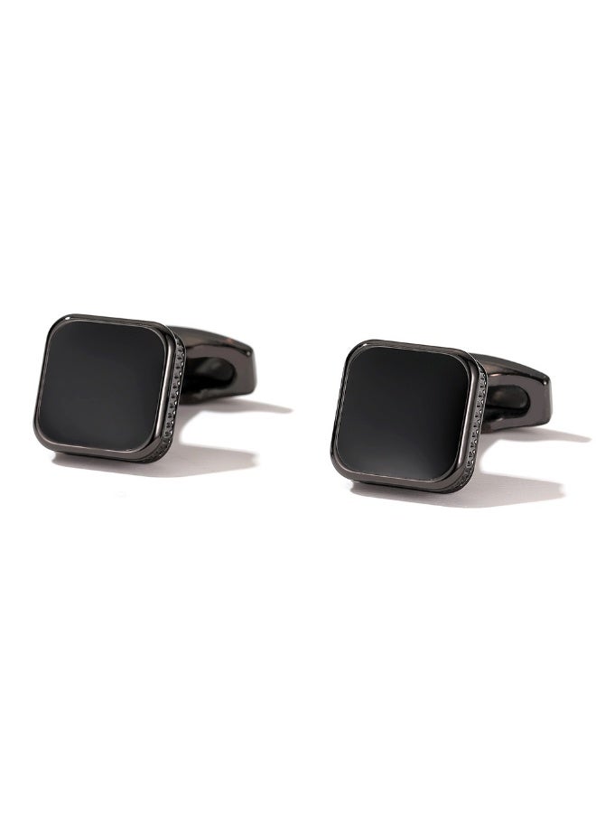 MAGNISHAN Men’s Cufflinks Stylish Square Enamel Simple Black Shirt Accessories 1 Pair Alloy Individually Packed - Image 5