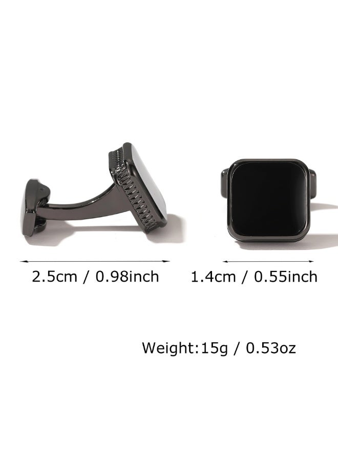 MAGNISHAN Men’s Cufflinks Stylish Square Enamel Simple Black Shirt Accessories 1 Pair Alloy Individually Packed - Image 3