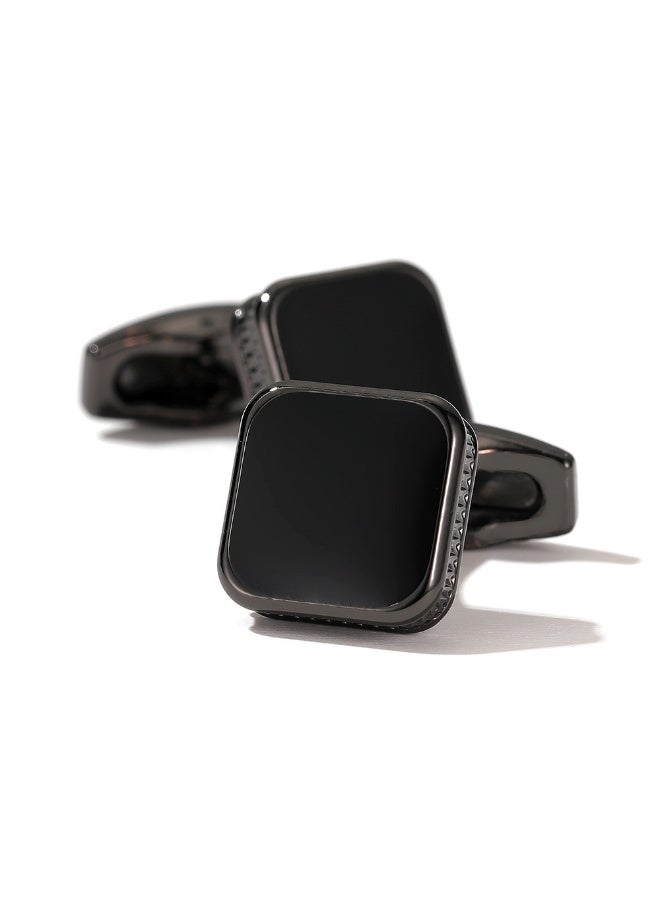 MAGNISHAN Men’s Cufflinks Stylish Square Enamel Simple Black Shirt Accessories 1 Pair Alloy Individually Packed - Image 2