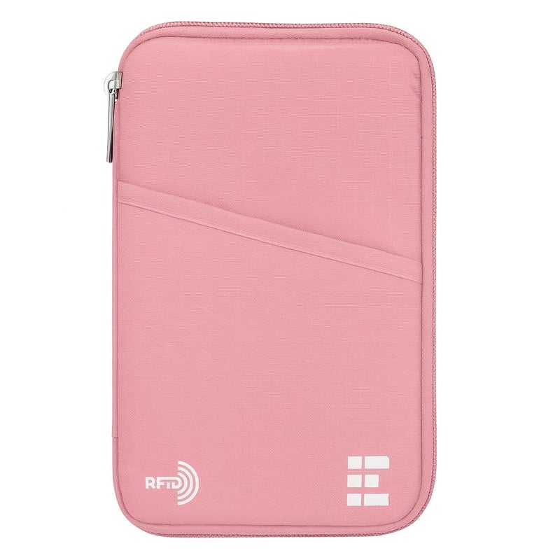 Zero Grid Passport Holder Family up to 6 Passports, Large Passport Wallet and Premium Travel Document Holder Organizer with RFID Anti-Theft Blocking - 7 Bonus RFID Blocking Sleeves - Rose - Image 1