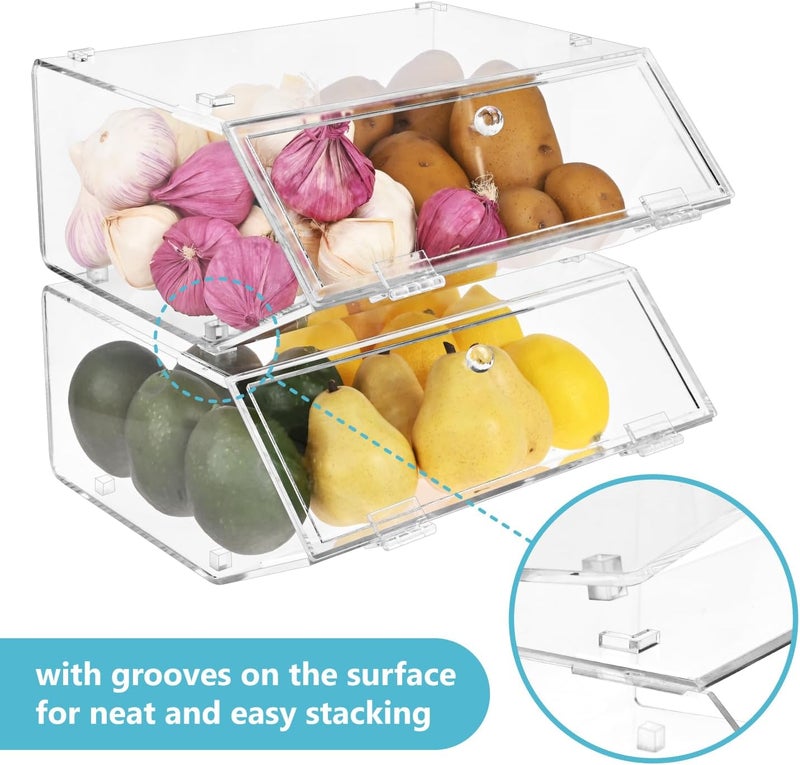 TPGP Ikee Design Acrylic Stackable Bakery Display Case for Bagels with Hinged Slanted Door - Image 4