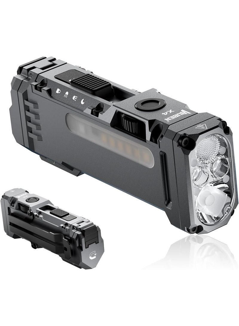 WUBEN X4 EDC Flat Flashlight with RGB Light, 1500 Lumens Mini Flashlight with Tactical Switch and Magnetic, IP68 Portable Pocket Clip USB C Flash Light for Camping, Checking, Emergencies - Image 1