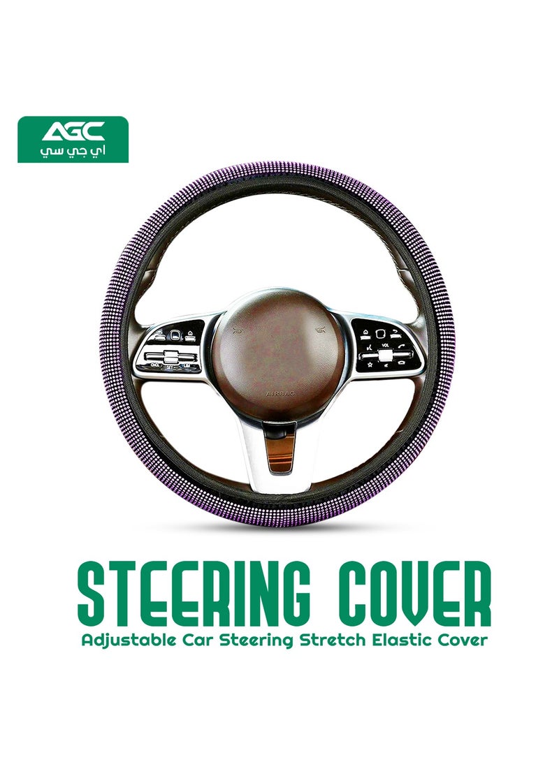 Agc AGC-Adjustable Car Steering Cover Stretch Elastic Steering Wheel Cover DIY Steering Cover. - Image 1