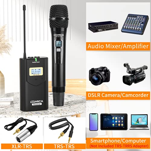 COMICA CVM-WM100 H UHF 48-Channel Professional Wireless Handheld Microphone System for Canon Nikon Sony Panasonic Fuji DSLR Camera, XLR Camcorder, Smartphone, Perfect for Video Recording/Interview - Image 2