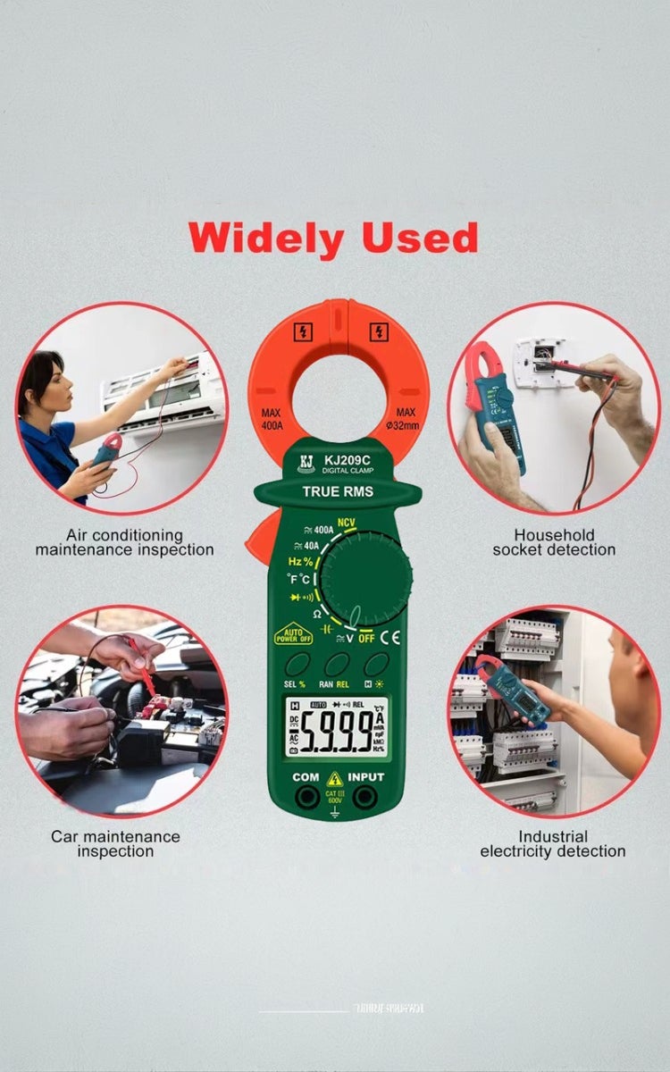 kashemano Digital clamp meter AC/DC, 600V, 400A, Green,Digital Display 5999 - Image 3