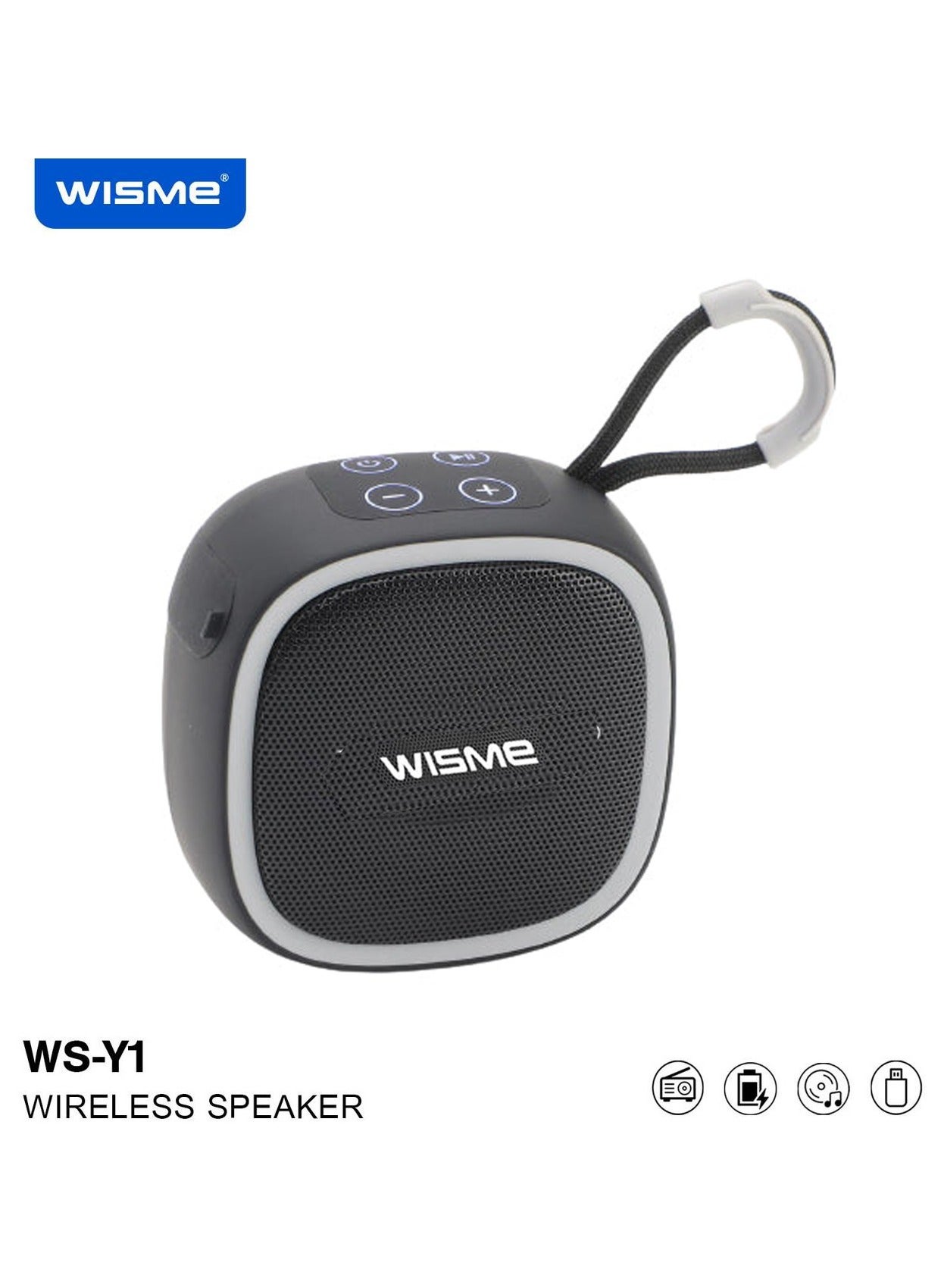 Wisme WS-Y1 Portable Wireless Bluetooth Speaker With Superior Sound Quality Multi Functional Button Control and Convenient Strap Black