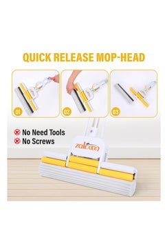 Zalcoon Magic PVA Quadruple Rollers Telescopic Sponge Mop 27cm, with 2 Super Absorbent PVA Sponge Refills, 2 Mop Slippers & 1 Mop Holder, Household Cleaning Tool for Kitchen, Tiles, Multi-Surface Hard Floor  - Image 3