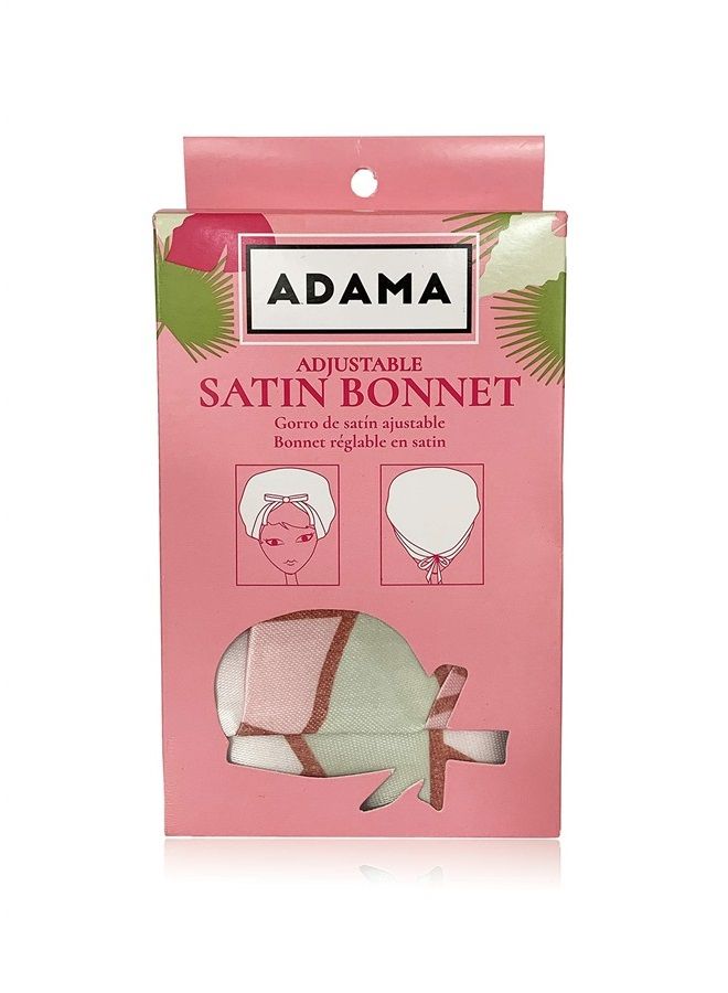 Adama Adjustable Satin Sleep Bonnet, Double Sided Satin for Nighttime Hair Protection, Adjustable Straps for Security and Comfort, Machine Washable, Pink Floral Design, One Size Fits Most - Image 1