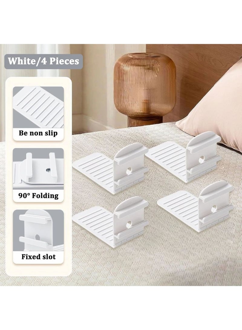 Luckam Bed Sheet Holders, Foldable Bed Sheet Fasteners, Lock Sheet Clips for Mattress, Prevent Loose Bedding, Adjustable Bed Sheet Straps, Easy Fixation, White, 4 Pieces - Image 2