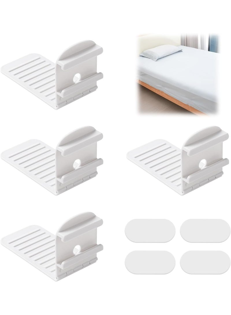 Luckam Bed Sheet Holders, Foldable Bed Sheet Fasteners, Lock Sheet Clips for Mattress, Prevent Loose Bedding, Adjustable Bed Sheet Straps, Easy Fixation, White, 4 Pieces - Image 1