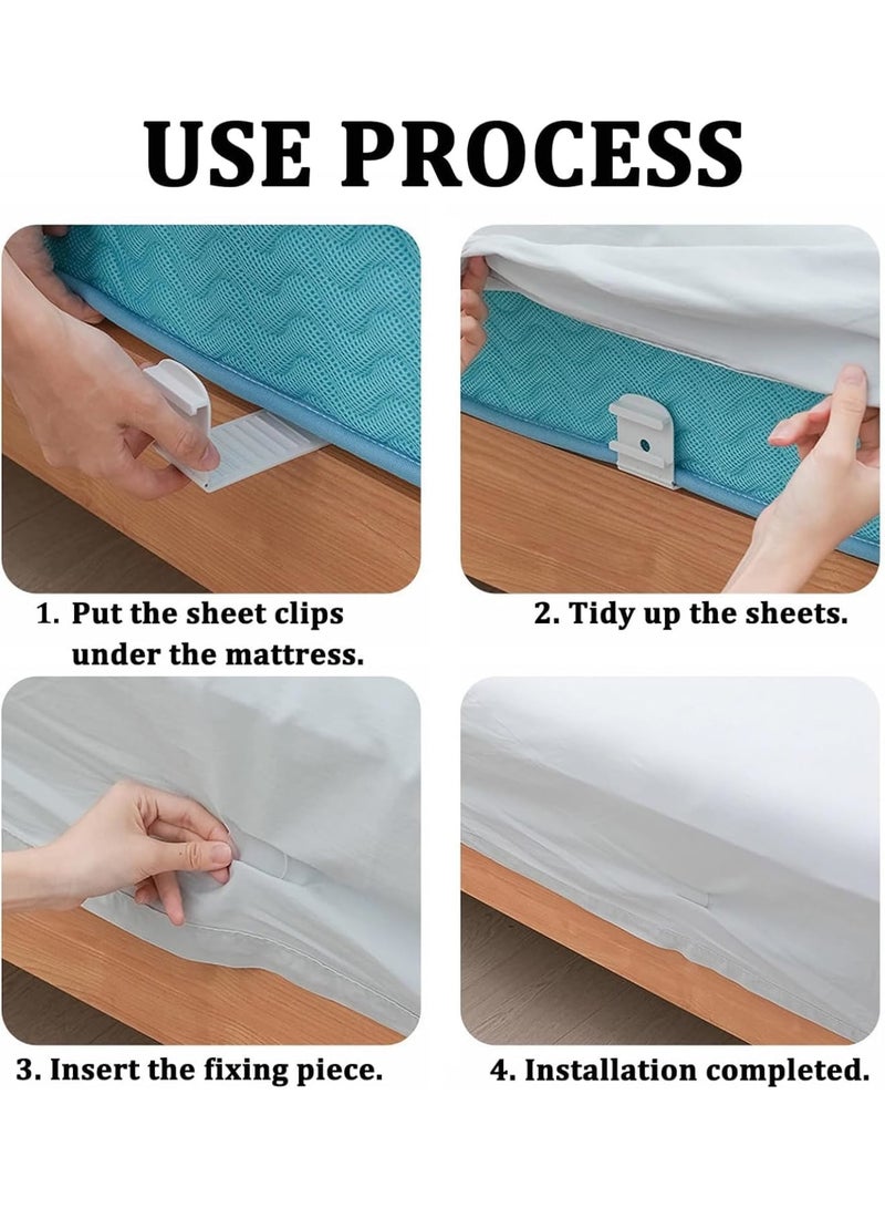 Luckam Bed Sheet Holders, Foldable Bed Sheet Fasteners, Lock Sheet Clips for Mattress, Prevent Loose Bedding, Adjustable Bed Sheet Straps, Easy Fixation, White, 4 Pieces - Image 5