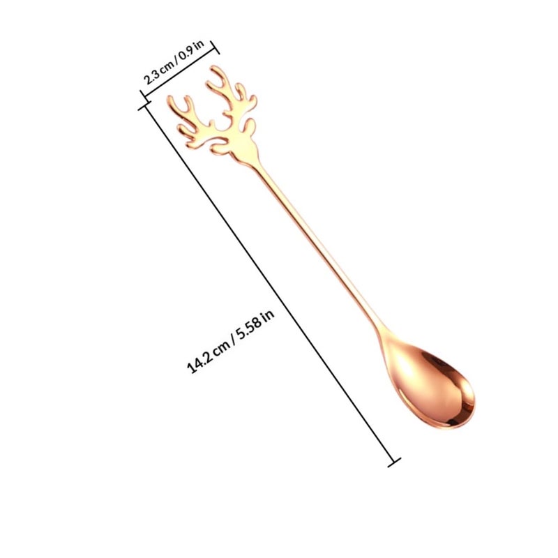 304 Stainless Steel Rose Gold Coffee Spoons Set With Elk Design For Tea And Dessert - Image 3