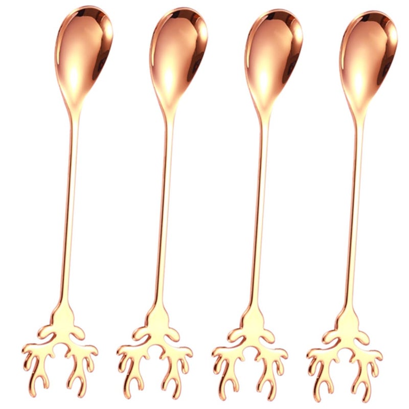 304 Stainless Steel Rose Gold Coffee Spoons Set With Elk Design For Tea And Dessert - Image 2