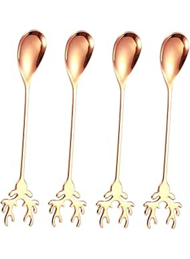 304 Stainless Steel Rose Gold Coffee Spoons Set With Elk Design For Tea And Dessert - Image 1