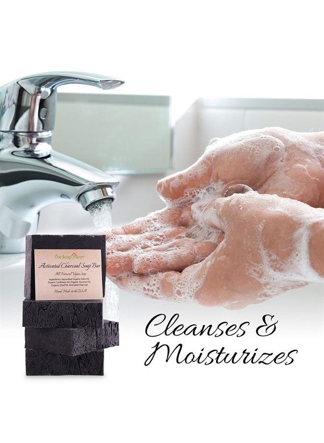 The Soap Haven - Activated Charcoal Soap Bars for Acne, Blemishes, Blackheads, Psoriasis, Sensitive Skin - Handmade in USA with Organic, Non-GMO, Unscented Ingredients (4 Bar Pack, 4.5 ounces each). - Image 1