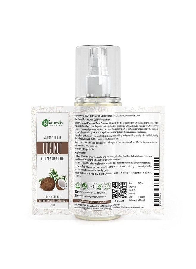 Naturalis Essence Of Nature Combo Of Castor/Coconut Oil For Skin & Hair (200Ml Each) ; Natural Skin Moisturizer Therapeutic Odorless  - Image 4