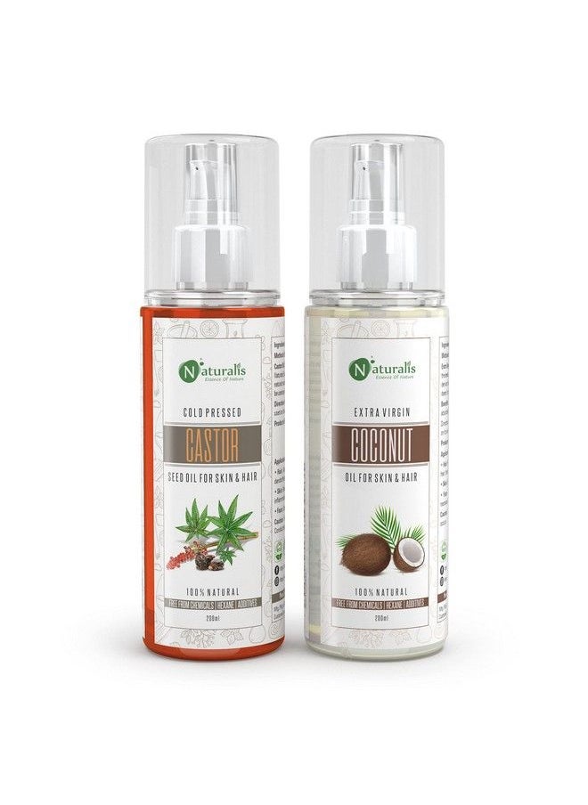 Naturalis Essence Of Nature Combo Of Castor/Coconut Oil For Skin & Hair (200Ml Each) ; Natural Skin Moisturizer Therapeutic Odorless  - Image 2