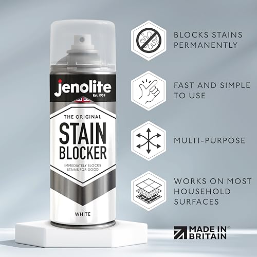 JENOLITE جينو لايت طلاء مانع للبقع بخاخ | طلاء ختم رطب | أبيض | يغطي ويمنع البقع على الفور | 400 مل (13.5 أونصة سائلة) - Image 2