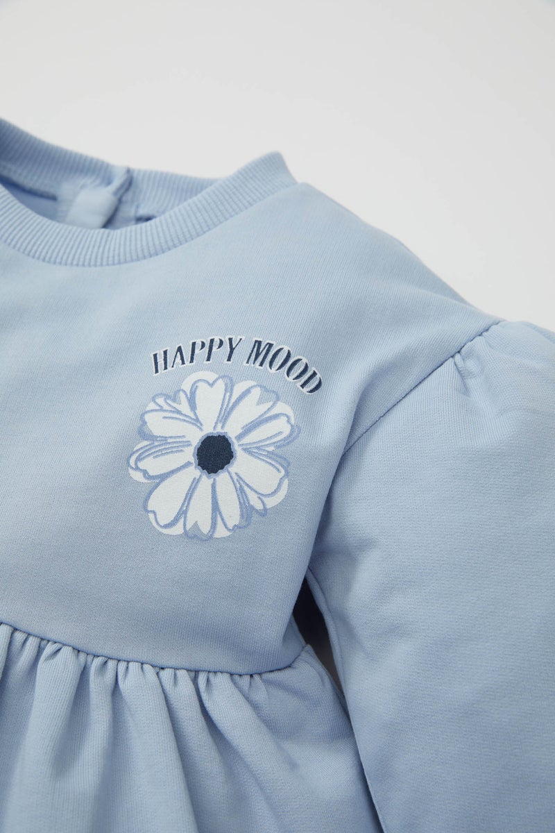 DeFacto Baby Girl Crew Neck Floral Printed Sweatshirt Dress - Image 2