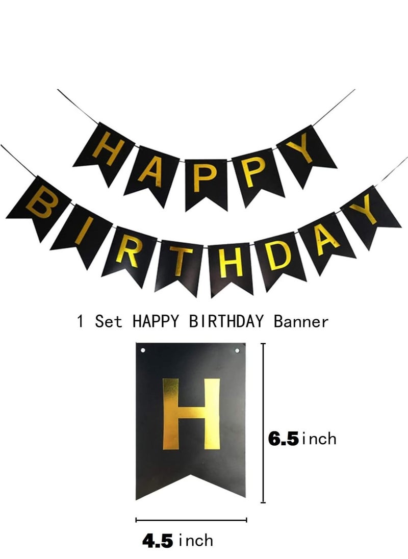 ALLKING - HK Balloons Happy Birthday Decoration for Husband Kit Combo Set - 72pcs Birthday Bunting Golden Foil Curtain Star Balloons with Balloon Pump - Image 1