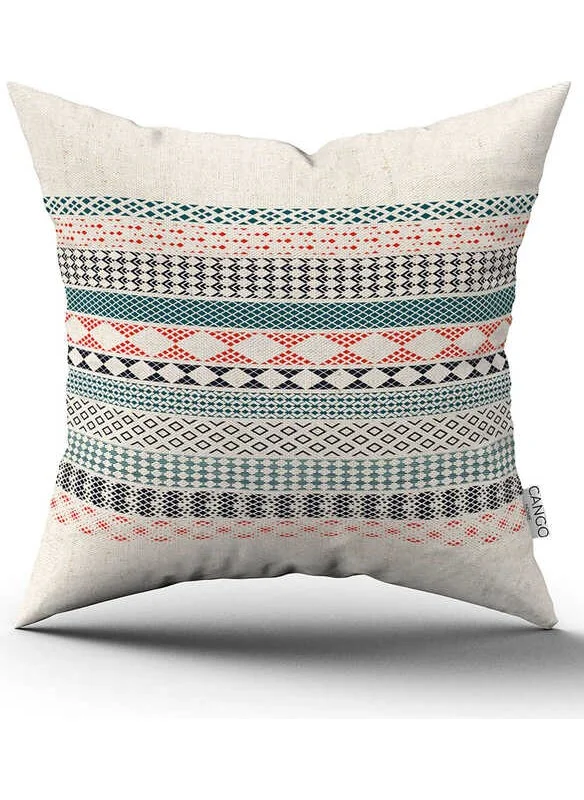 Cango Home Double Sided Cream Orange Ethnic Kilim Patterned Digital Printed Throw Pillow Cover CGH1108