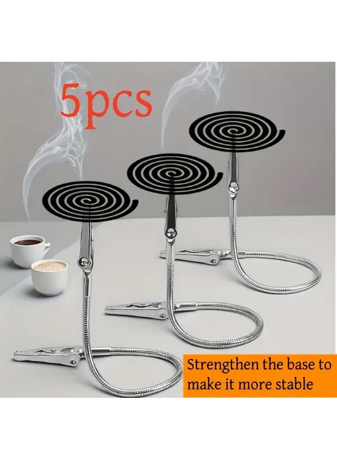 5pcs Adjustable Stainless Steel Mosquito Coil Holder Double Crocodile Clip High Temp Resistant - Image 1