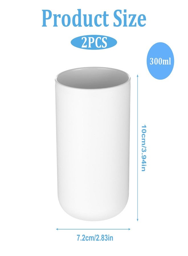 Xosjska 2 Pieces Toothbrush Cup Plastic Bathroom Tumbler Cup Unbreakable Toothbrush Holder Non-Slip Bathroom Mouthwash Cups Reusable Organizer Tumbler Cups for Counter Organizer, 300ml(White & Grey) - Image 4