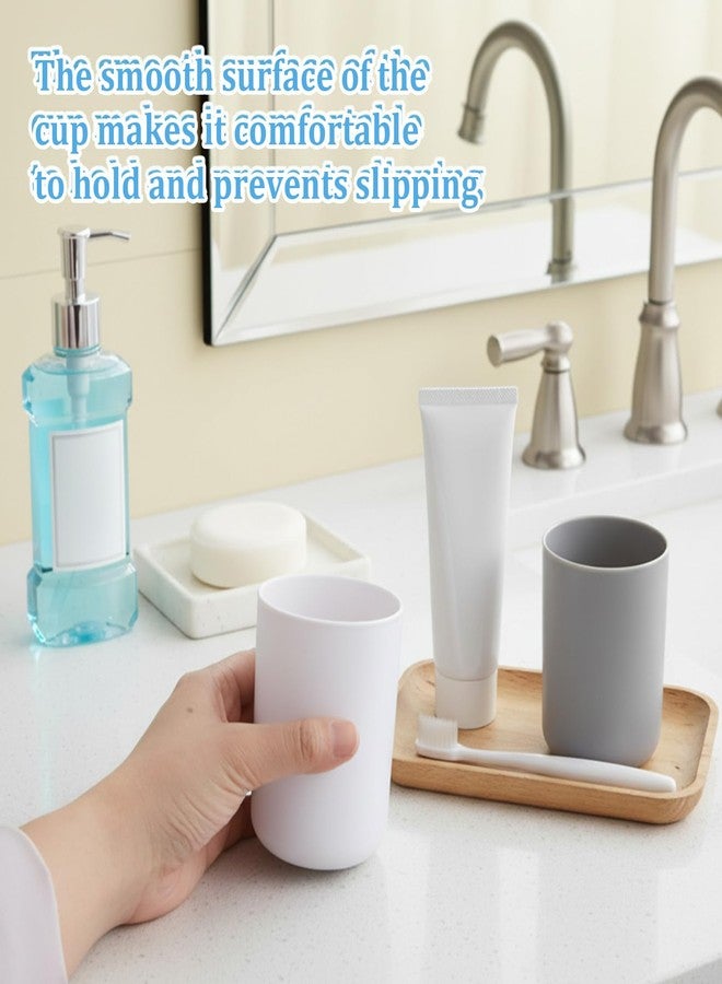 Xosjska 2 Pieces Toothbrush Cup Plastic Bathroom Tumbler Cup Unbreakable Toothbrush Holder Non-Slip Bathroom Mouthwash Cups Reusable Organizer Tumbler Cups for Counter Organizer, 300ml(White & Grey) - Image 5