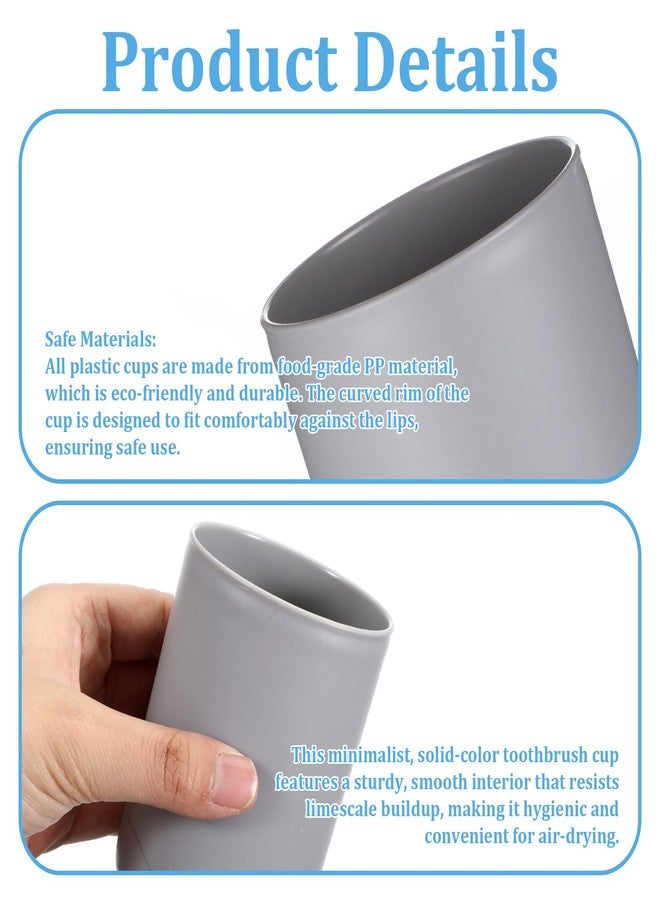 Xosjska 2 Pieces Toothbrush Cup Plastic Bathroom Tumbler Cup Unbreakable Toothbrush Holder Non-Slip Bathroom Mouthwash Cups Reusable Organizer Tumbler Cups for Counter Organizer, 300ml(White & Grey) - Image 3