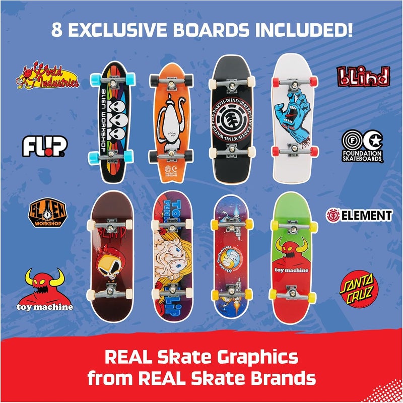 Tech Deck - FINGER SKATE - 25th Birthday Gift Set - 8 Finger Skates - 8 Authentic Finger Skates to Collect and 1 Dud Figure - 25 Years - Mini Skate - Children's Toy 6 Years and Above - Image 2