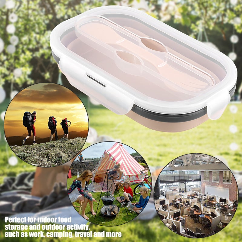 Silicone Foldable Lunch Box: Food Grade Silicone, Non-Toxic Foldable Rectangle Container - Compact Storage, Heat-Resistant Collapsible Food Container for Office, Camping, Travel & Home Use - Image 3