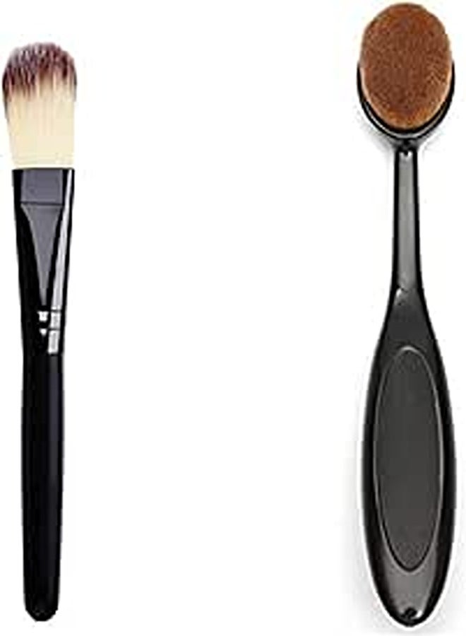 Liquid Foundation Brush Concealer Powder Brush Makeup Brushes 2 Pcs Black