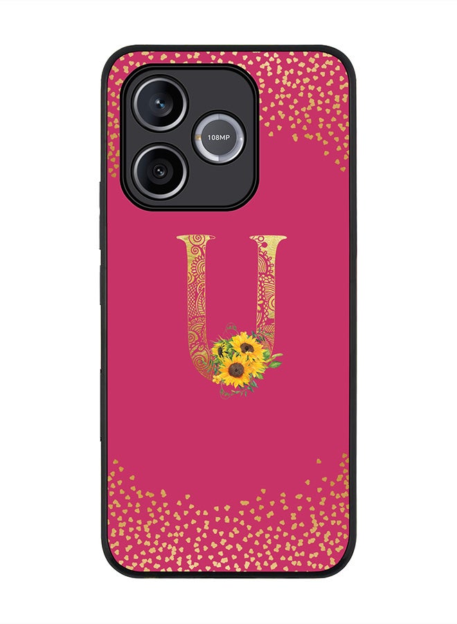 Stylizedd For Honor 600 Lite / 500 Smart / Honor X80i Case,Slim fit Camera Protection, Shockproof Thin Phone cover  - Custom Floral Monogram - U ( Deep Pink ) - Image 1