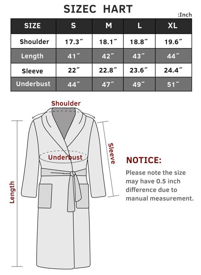 Orrpally Women Kimono Robes Lightweight Terry Cloth Bathrobe Knee Length Bath Gown Soft Ladies Robe, Grey, S - Image 5