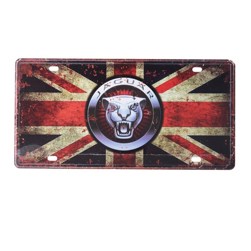 EAZYWAGON Jag_uar UK Flag Vintage Retro Metal Signs - License Wall Plate, Decorative Car Tag for Cafe, Restaurant, Shop, Home, Hotel, Club, Office, Living Area - Image 1