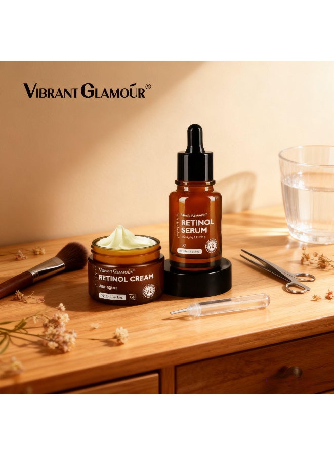 Vibrant Glamour Retinol Facial Nutrition Set, Retinol Anti-Aging Cream 30g, Retinol Facial Essence 30ml, Anti-aging Repair Moisturizing Fade Fine Lines Deep Care(2-Piece set) - Image 2