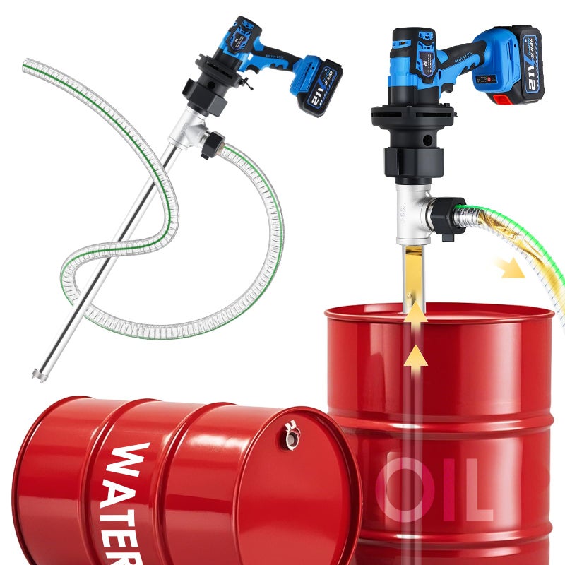 Mxmoonant Electric Fuel Transfer Pump Cordless Diesel Transfer Pump Battery Powered 132GPM Stick Water Transfer with 2 x 24Ah Batteries for Diesel Kerosene Water
